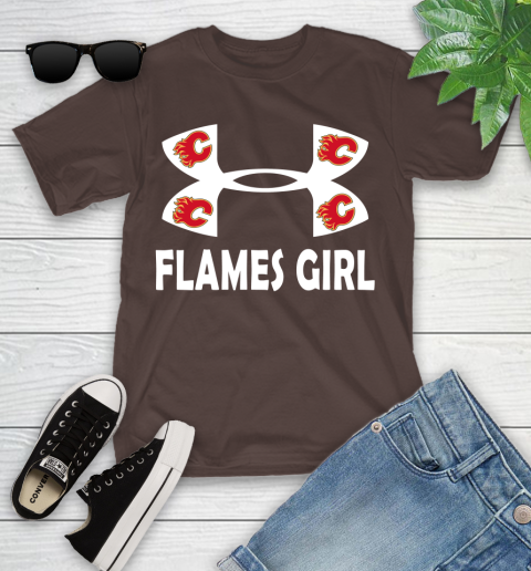 NHL Calgary Flames Girl Under Armour Hockey Sports Youth T-Shirt 7