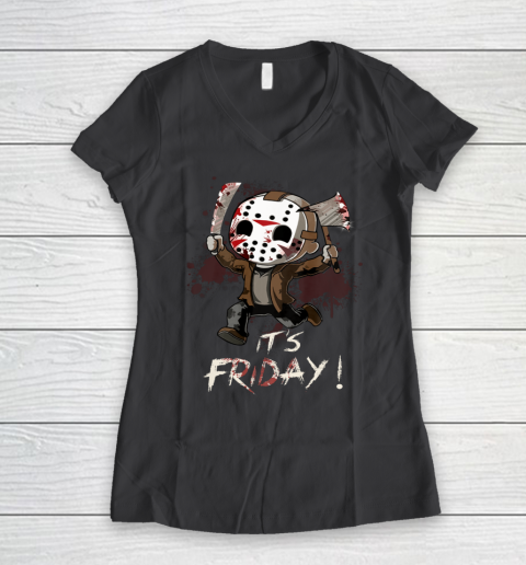Funny Friday 13th Jason Funny Halloween Horror Women's V-Neck T-Shirt 6