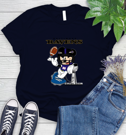 NFL Baltimore Ravens Mickey Mouse Disney Super Bowl Football T Shirt Women's T-Shirt 3