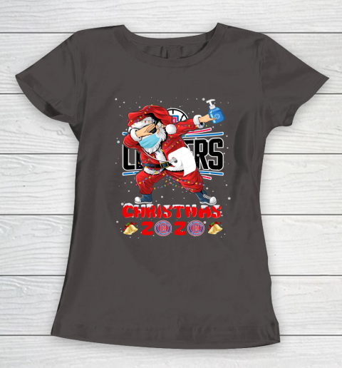 LA Clippers Funny Santa Claus Dabbing Christmas 2020 NBA Women's T-Shirt 7