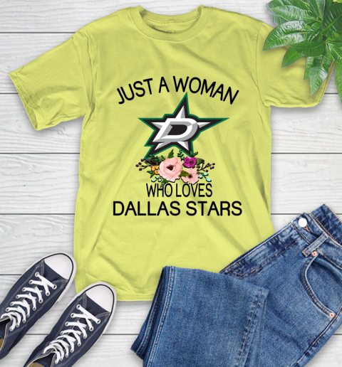 NHL Just A Woman Who Loves Dallas Stars Hockey Sports T-Shirt 8