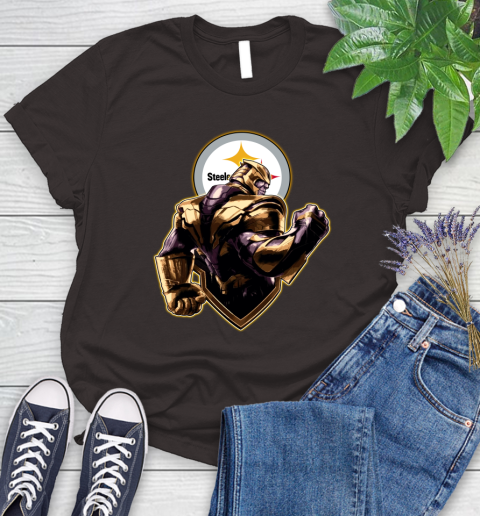 NFL Thanos Avengers Endgame Football Sports Pittsburgh Steelers Women's T-Shirt 8