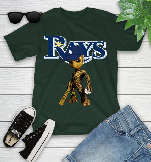 MLB Tampa Bay Rays Groot Guardians Of The Galaxy Baseball Youth T-Shirt 5