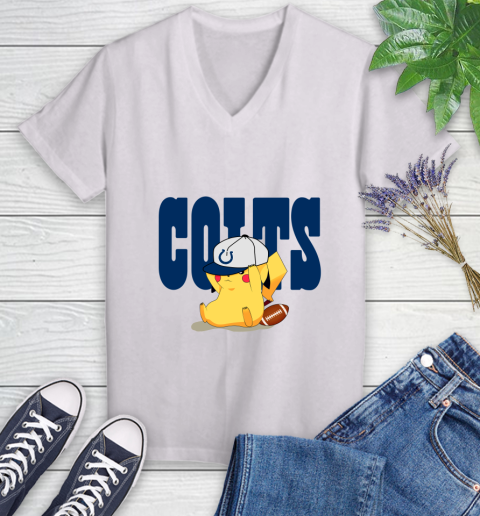 NFL Pikachu Football Sports Indianapolis Colts Women's V-Neck T-Shirt