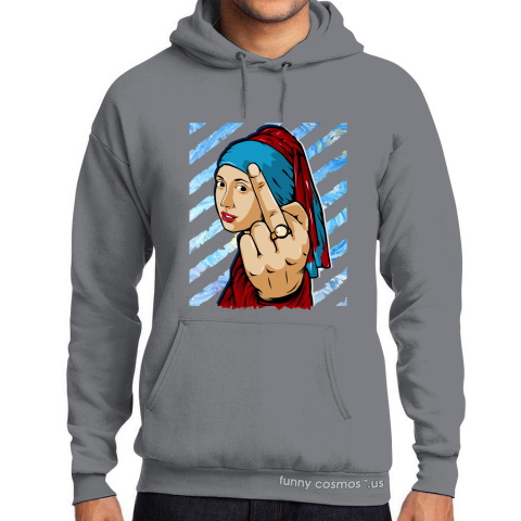 Air Jordan 1 UNC to CHI Matching Sneaker Tshirt The girl With The Pearl Earing Middle Finger Red and Blue Jordan Tshirt