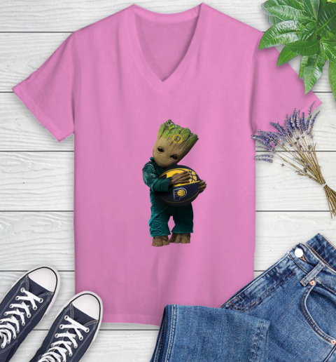 NBA Groot Guardians Of The Galaxy Basketball Sports Indiana Pacers Women's V-Neck T-Shirt 14