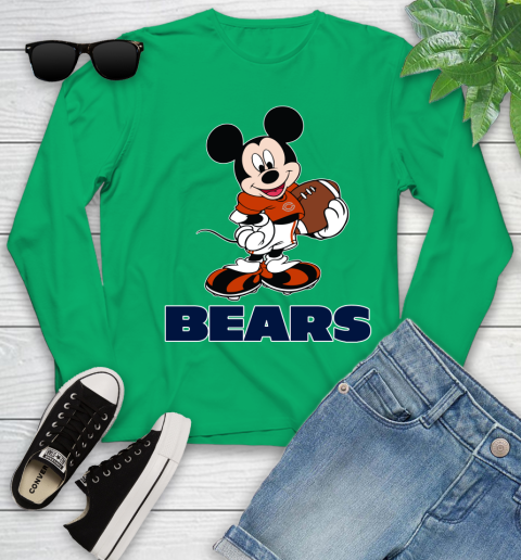 NFL Football Chicago Bears Cheerful Mickey Mouse Shirt Youth Long Sleeve 6