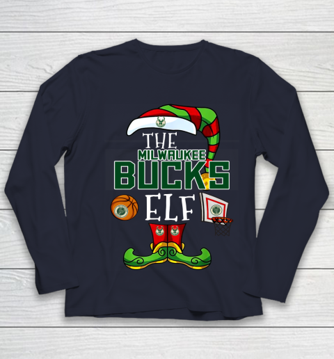 Milwaukee Bucks Christmas ELF Funny NBA Youth Long Sleeve 2