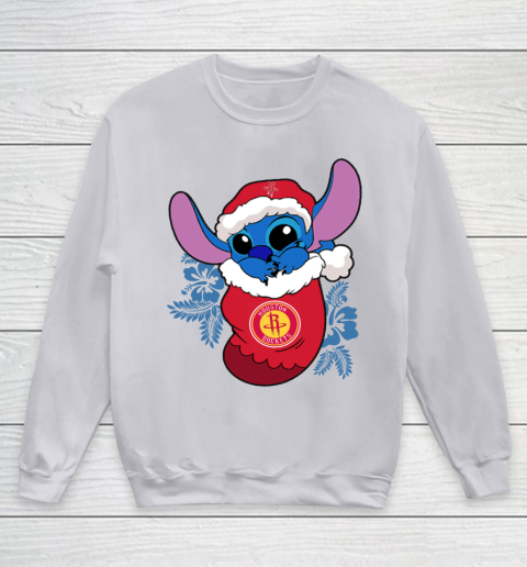 Houston Rockets Christmas Stitch In The Sock Funny Disney NBA Youth Sweatshirt 4