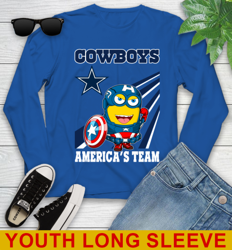 NFL Football Dallas Cowboys Captain America Marvel Avengers Minion Shirt Youth Long Sleeve 10