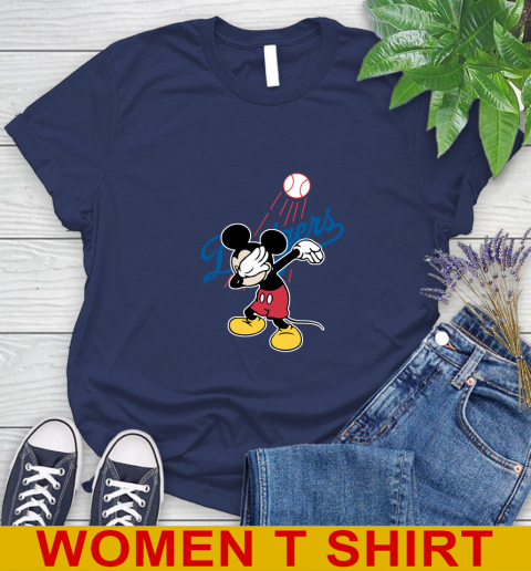 Los Angeles Dodgers MLB Baseball Dabbing Mickey Disney Sports Women's T-Shirt 12