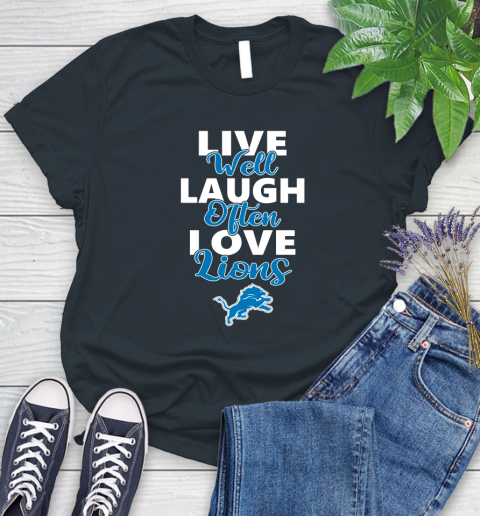 NFL Football Detroit Lions Live Well Laugh Often Love Shirt Women's T-Shirt 6