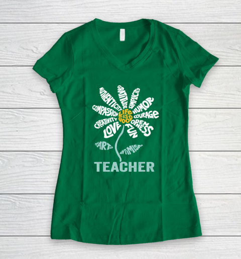 Life is good Teacher Daisy T shirt Teach School Sunflower Women's V-Neck T-Shirt 3