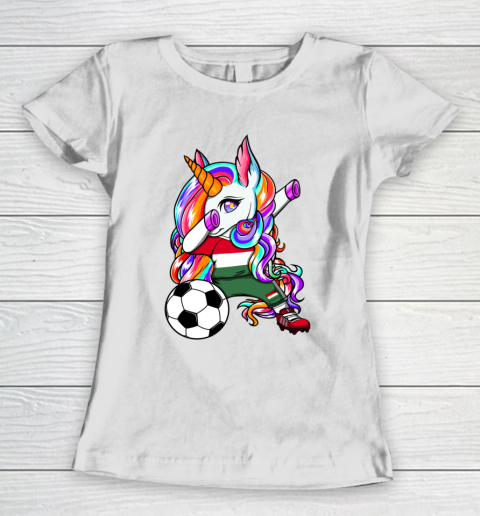 Dabbing Unicorn Hungary Soccer Fans Jersey Flag Football Women's T-Shirt