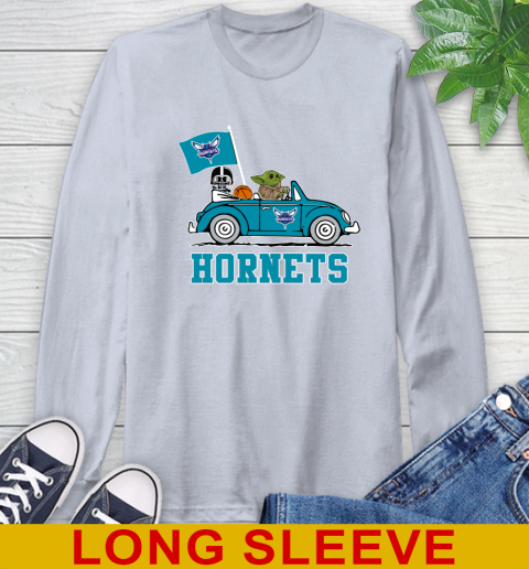 NBA Basketball Charlotte Hornets Darth Vader Baby Yoda Driving Star Wars Shirt Long Sleeve T-Shirt 6