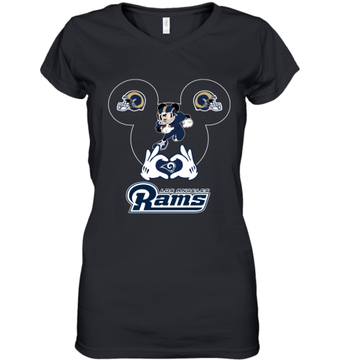 I Love The Rams Mickey Mouse Los Angeles Rams Women's V-Neck T-Shirt
