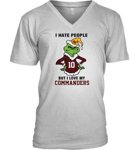 I Hate People But I Love My Commanders Washington Commanders NFL Teams V-Neck T-Shirt