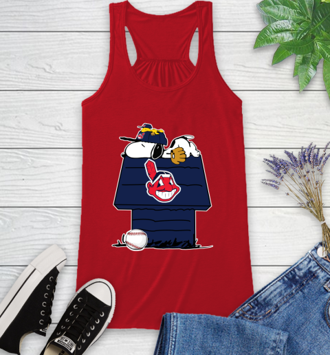 MLB Cleveland Indians Snoopy Woodstock The Peanuts Movie Baseball T Shirt Racerback Tank 6