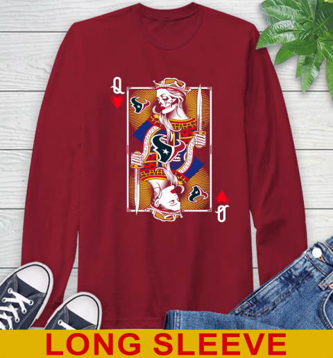 NFL Football Houston Texans The Queen Of Hearts Card Shirt Long Sleeve T-Shirt 9
