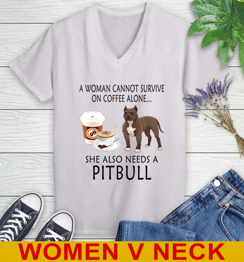 Women cannot survive on coffee alone she also need a PITBULL tshirt 61
