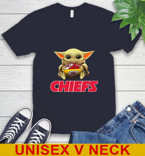 NFL Football Kansas City Chiefs Baby Yoda Star Wars Shirt V-Neck T-Shirt 3
