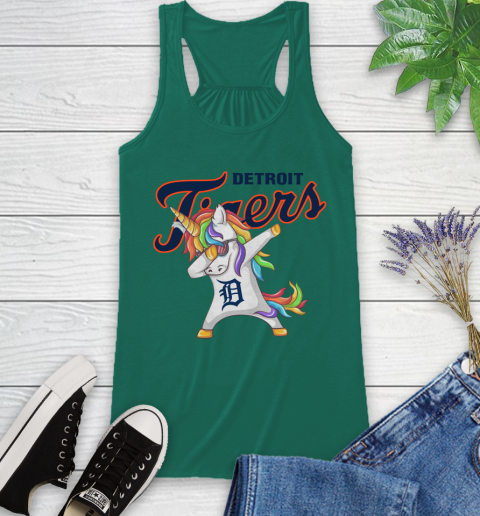 Detroit Tigers MLB Baseball Funny Unicorn Dabbing Sports Racerback Tank 7