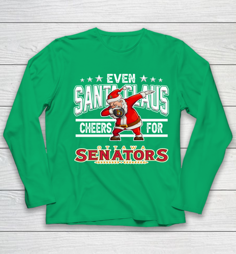 Ottawa Senators Even Santa Claus Cheers For Christmas NHL Youth Long Sleeve 4