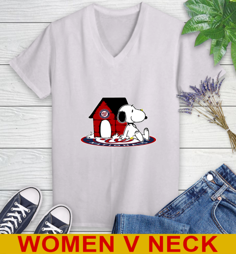 MLB Baseball Washington Nationals Snoopy The Peanuts Movie Shirt Women's V-Neck T-Shirt