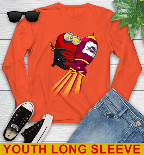 NBA Basketball Cleveland Cavaliers Deadpool Minion Marvel Shirt Youth Long Sleeve 3