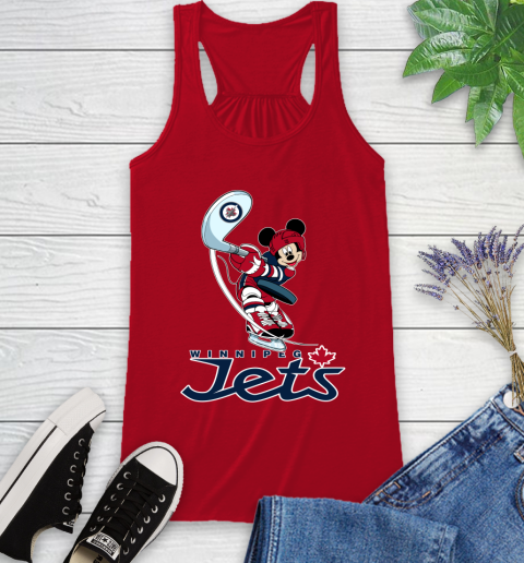 NHL Hockey Winnipeg Jets Cheerful Mickey Mouse Shirt Racerback Tank 6