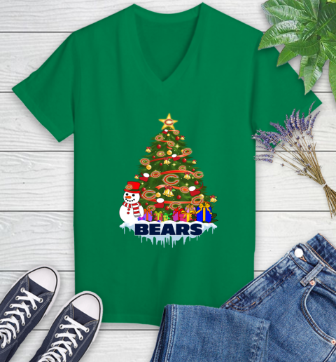 Chicago Bears Merry Christmas NFL Football Sports Women's V-Neck T-Shirt 5