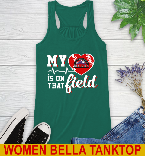 MLB My Heart Is On That Field Baseball Sports Colorado Rockies Racerback Tank 5