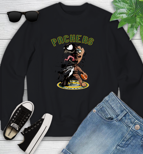 NFL Green Bay Packers Football Venom Groot Guardians Of The Galaxy Youth Sweatshirt 2
