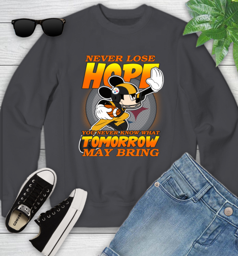 Pittsburgh Steelers NFL Football Mickey Disney Never Lose Hope Youth Sweatshirt 5