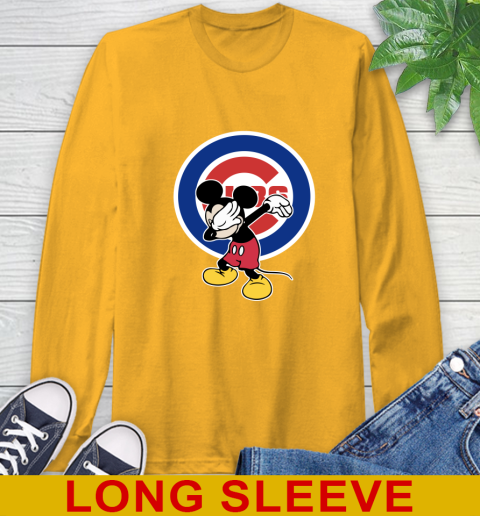 Chicago Cubs MLB Baseball Dabbing Mickey Disney Sports Long Sleeve T-Shirt 3