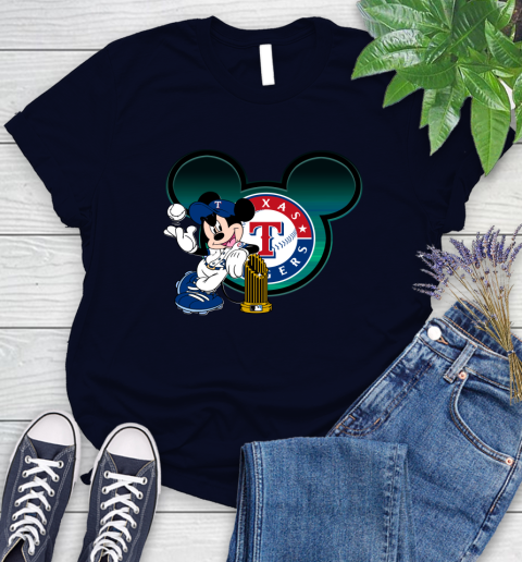MLB Texas Rangers The Commissioner's Trophy Mickey Mouse Disney Women's T-Shirt 3