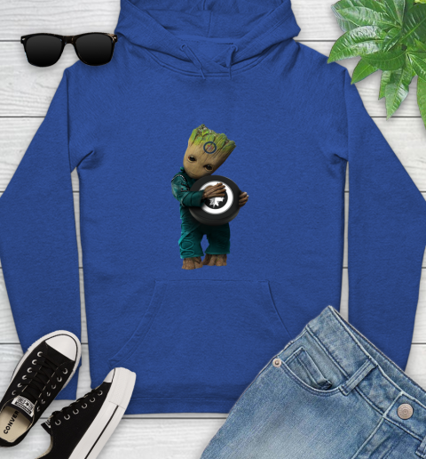 NHL Groot Guardians Of The Galaxy Hockey Sports Winnipeg Jets Youth Hoodie 9