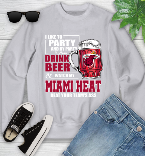 NBA Drink Beer and Watch My Miami Heat Beat Your Team's Ass Basketball Youth Sweatshirt 3