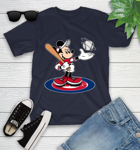 MLB Baseball Chicago Cubs Cheerful Mickey Disney Shirt Youth T-Shirt 3