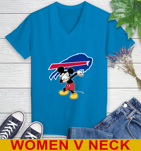Buffalo Bills NFL Football Dabbing Mickey Disney Sports Women's V-Neck T-Shirt 8