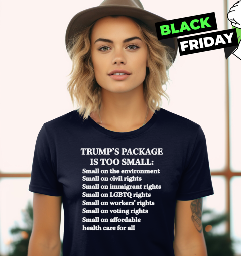 stlo trump too small print on front and back ladies t shirt 20 back navy