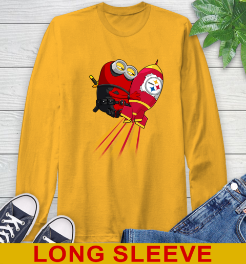 NFL Football Pittsburgh Steelers Deadpool Minion Marvel Shirt Long Sleeve T-Shirt 2