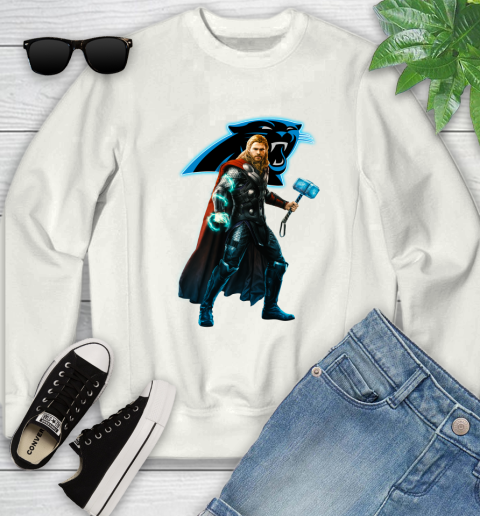 NFL Thor Avengers Endgame Football Carolina Panthers Youth Sweatshirt