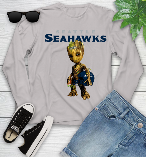 Seattle Seahawks NFL Football Groot Marvel Guardians Of The Galaxy Youth Long Sleeve 12