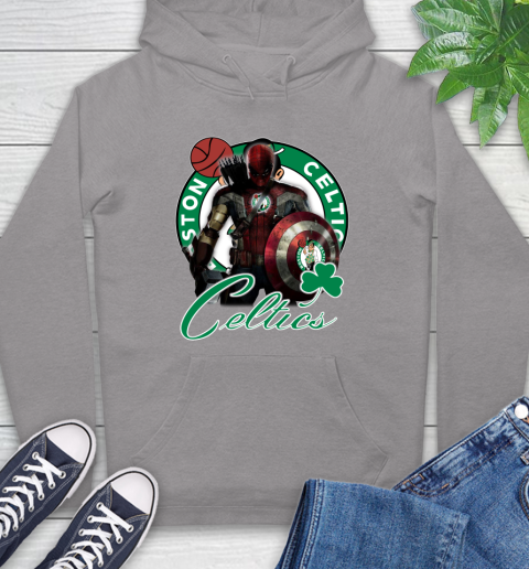 Boston Celtics NBA Basketball Captain America Thor Spider Man Hawkeye Avengers Hoodie 6