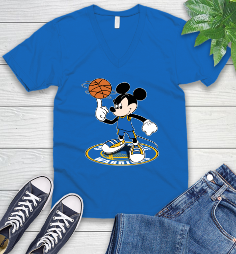 NBA Basketball Golden State Warriors Cheerful Mickey Disney Shirt V-Neck T-Shirt 6