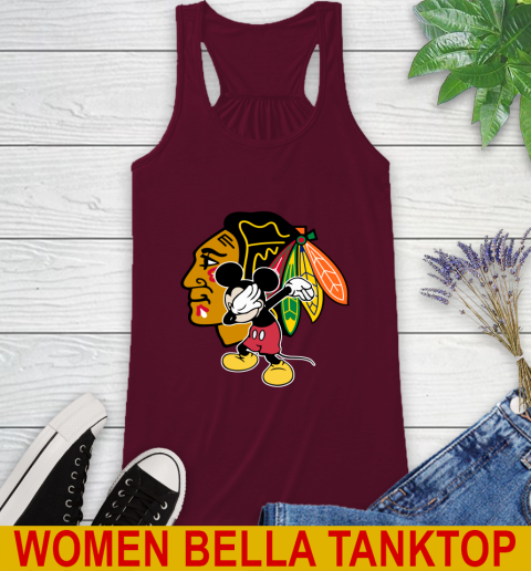 Chicago Blackhawks NHL Hockey Dabbing Mickey Disney Sports Racerback Tank 3