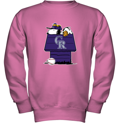 Colorado Rockies Snoopy And Woodstock Resting Together MLB Youth Sweatshirt