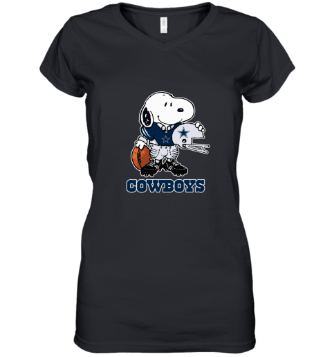 Snoopy A Strong And Proud Dallas Cowboys Player NFL Women's V-Neck T-Shirt