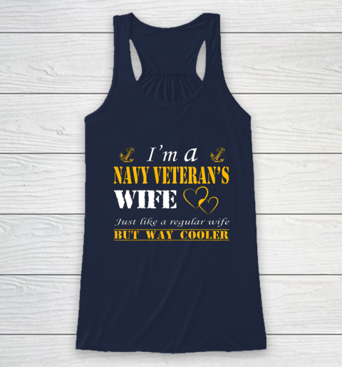 Womens I am a Navy veterans wife t shirt Navy veteran Racerback Tank 8